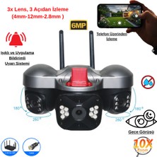 Vorex Apronx 6MP Wi-Fi Kamera | 3 Lens Üçlü Görüş Güvenlik Kamerası | Dış Mekan | Gece Renkli Görüş