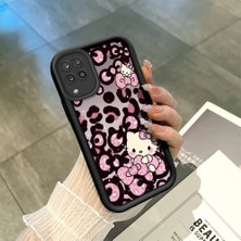 HONTINGA Samsung Galaxy A12 ile Uyumlu Kılıfı Düşüme Önleyici Basitlik Anti Düşme Kamera Korumali Hello Kitty Siyah Desen Yumuşak Silikon Telefon Kılıfı Kadın ve Erkek Için Uygundur K2-0084