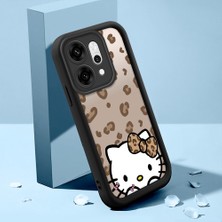 HONTINGA Oppo Reno 14 Pro 5g ile Uyumlu Kılıfı Düşüme Önleyici Basitlik Anti Düşme Kamera Korumali Şirin Kedi Hello Kitty Siyah Desen Yumuşak Silikon Telefon Kılıfı Kadın ve Erkek Için Uygundur K2-0084