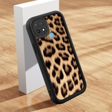 HONTINGA Oppo A15S ile Uyumlu Kılıfı Düşüme Önleyici Basitlik Anti Düşme Kamera Korumali Şirin Kedi Leopar Siyah Desen Yumuşak Silikon Telefon Kılıfı Kadın ve Erkek Için Uygundur K2-0016