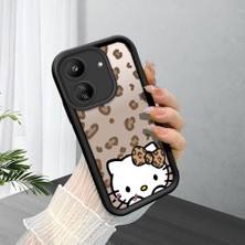 HONTINGA Poco C65 ile Uyumlu Kılıfı Düşüme Önleyici Basitlik Anti Düşme Kamera Korumali Hello Kitty Siyah Desen Yumuşak Silikon Telefon Kılıfı Kadın ve Erkek Için Uygundur K2-0084