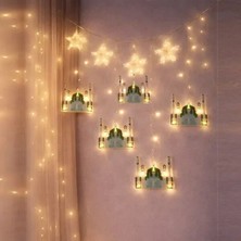 Midas Toptan Home 3 mt Fişli Yeşil Cami Yıldız Ramazan Perde LED