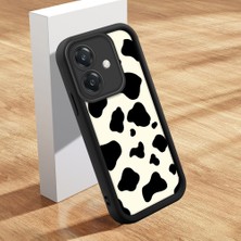 HONTINGA Oppo A3X 5g ile Uyumlu Kılıfı Düşüme Önleyici Basitlik Anti Düşme Kamera Korumali Şirin Kedi Inek Siyah Desen Yumuşak Silikon Telefon Kılıfı Kadın ve Erkek Için Uygundur K2-0015