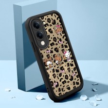 HONTINGA Vivo Y04 ile Uyumlu Kılıfı Düşüme Önleyici Basitlik Anti Düşme Kamera Korumali Şirin Kedi Leopar Siyah Desen Yumuşak Silikon Telefon Kılıfı Kadın ve Erkek Için Uygundur K2-0016