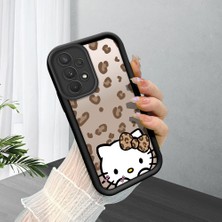 HONTINGA Samsung Galaxy A32 ile Uyumlu Kılıfı Düşüme Önleyici Basitlik Anti Düşme Kamera Korumali Hello Kitty Siyah Desen Yumuşak Silikon Telefon Kılıfı Kadın ve Erkek Için Uygundur K2-0084