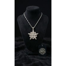Roza Silver 925 Ayar Telkari El Işçiliği Nergis Çiçeği 3 Boyutlu Gümüş Kolye