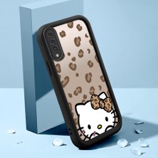 HONTINGA Samsung Galaxy A50 ile Uyumlu Kılıfı Düşüme Önleyici Basitlik Anti Düşme Kamera Korumali Şirin Kedi Hello Kitty Siyah Desen Yumuşak Silikon Telefon Kılıfı Kadın ve Erkek Için Uygundur K2-0084