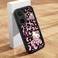HONTINGA Vivo X200 Fe ile Uyumlu Kılıfı Düşüme Önleyici Basitlik Anti Düşme Kamera Korumali Şirin Kedi Hello Kitty Siyah Desen Yumuşak Silikon Telefon Kılıfı Kadın ve Erkek Için Uygundur K2-0084