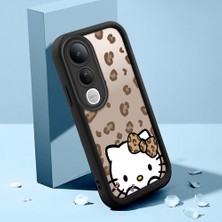 HONTINGA Vivo V50 Lite ile Uyumlu Kılıfı Düşüme Önleyici Basitlik Anti Düşme Kamera Korumali Şirin Kedi Hello Kitty Siyah Desen Yumuşak Silikon Telefon Kılıfı Kadın ve Erkek Için Uygundur K2-0084
