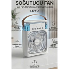 Neffo 600 ml Su Tanklı Buharlı Serinletici Fan | Taşınabilir Mini Klima Fanı | LED Işıklı Hava Soğutucu