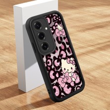 HONTINGA Samsung Galaxy S25 Plus ile Uyumlu Kılıfı Düşüme Önleyici Basitlik Anti Düşme Kamera Korumali Şirin Kedi Hello Kitty Siyah Desen Yumuşak Silikon Telefon Kılıfı Kadın ve Erkek Için Uygundur K2-0084