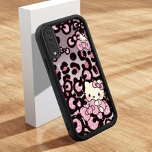 HONTINGA Samsung Galaxy A30S ile Uyumlu Kılıfı Düşüme Önleyici Basitlik Anti Düşme Kamera Korumali Şirin Kedi Hello Kitty Siyah Desen Yumuşak Silikon Telefon Kılıfı Kadın ve Erkek Için Uygundur K2-0084