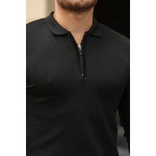 Livizmir Moda Erkek Pirinç Desenli Uzun Kollu Yakalı Triko