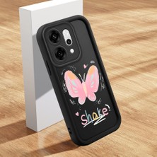 HONTINGA Oppo Reno 14 Pro 5g ile Uyumlu Kılıfı Düşüme Önleyici Basitlik Anti Düşme Kamera Korumali Şirin Kedi Kelebek Siyah Desen Yumuşak Silikon Telefon Kılıfı Kadın ve Erkek Için Uygundur K2-0013