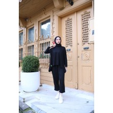 Livizmir Moda Kadın Iki Iplik Viskon Pamuk Kumaş Arma Detaylı Ikili Takım