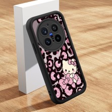 HONTINGA Vivo X200 Pro ile Uyumlu Kılıfı Düşüme Önleyici Basitlik Anti Düşme Kamera Korumali Şirin Kedi Hello Kitty Siyah Desen Yumuşak Silikon Telefon Kılıfı Kadın ve Erkek Için Uygundur K2-0084
