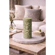 Bead Astroloji Desenli Dekoratif Silindir Mum – Ay & Güneş Figürlü Modern Ev Dekoru