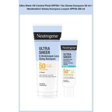 Neutrogena Ultra Sheer Oil Control Fluid SPF50+ Yüz Güneş Koruyucu 50 ml + Nemlendirici Güneş Koruyucu Losyon SPF50 200 ml