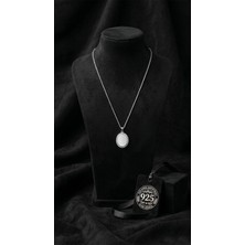 Roza Silver 925 Ayar Gümüş Rodyum Renk Zirkon Taşlı Isimli Oval Kolye - Özelleştirilebilir