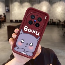 HONTINGA Vivo X200 Pro ile Uyumlu Kılıfı Düşüme Önleyici Basitlik Anti Düşme Kamera Korumali Karakteri Bordo Desen Yumuşak Silikon Telefon Kılıfı Kadın ve Erkek Için Uygundur K2-7042