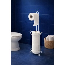 Banyo Düzenleyici Yedekli Ayaklı Tuvalet Kağıtlığı, Wc Kağıtlık Askısı Organizeri Askılığı