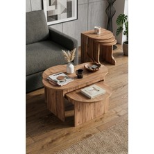 Reyo Falez Setro 9536 5'li Sehpa Takımı - Atlantik Çam Ikili Orta Sehpa ve 3'lü Zigon Yan Sehpa Seti