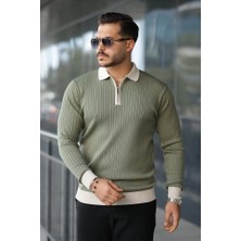 Livizmir Moda Erkek Kol ve Yaka Detaylı Uzun Kollu Triko