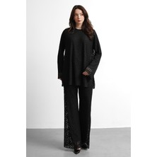 Salisburys Molly Nelly Kadın Kemerli Dantel Pantolonlu Bluz Takım