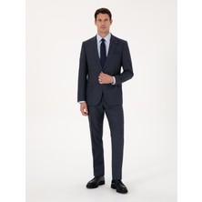 Cacharel Erkek Lacivert Slim Fit Yün Karışımlı Mikro Desen Kırlangıç Yaka Takım Elbise 50325470-VR033