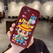 HONTINGA iPhone Se 2020 ile Uyumlu Kılıfı Düşüme Önleyici Basitlik Anti Düşme Kamera Korumali Karakteri Bordo Desen Yumuşak Silikon Telefon Kılıfı Kadın ve Erkek Için Uygundur K2-7043