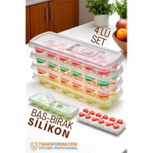 Flamex Hsnet Buz Kalıbı - Bas-Bırak Kapaklı Silikon Buz Kalıbı 4 Lü Set