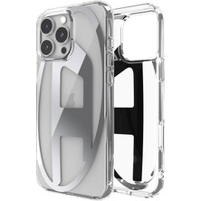 Diesel iPhone 16 Pro Max Uyumlu Oval D Mirror Şeffaf Kılıf - Şeffaf/gümüş