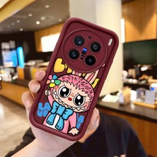 HONTINGA Vivo X200 Pro ile Uyumlu Kılıfı Düşüme Önleyici Basitlik Anti Düşme Kamera Korumali Karakteri Bordo Desen Yumuşak Silikon Telefon Kılıfı Kadın ve Erkek Için Uygundur K2-7043