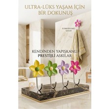 Zenvia 4'lü Dekoratif Çiçekli Askı Seti - Banyo Askısı Mutfak Askısı Sanatsal Organizasyon 723058 Z