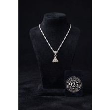 Roza Silver 925 Ayar Geleneksel Telkari Midyat Bereket Serisi Üçgen Minimal Gümüş Kolye