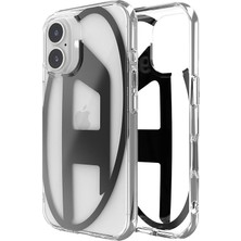 Diesel iPhone 16 Uyumlu Oval D Mirror Şeffaf Kılıf - Şeffaf/siyah