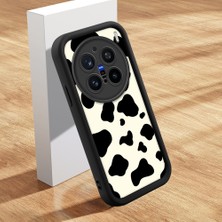 HONTINGA Vivo X200 Pro ile Uyumlu Kılıfı Düşüme Önleyici Basitlik Anti Düşme Kamera Korumali Şirin Kedi Inek Siyah Desen Yumuşak Silikon Telefon Kılıfı Kadın ve Erkek Için Uygundur K2-0015