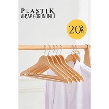 İlk El Grup Ieg™ Turk Ahşap Görünüm Plastik Askı 20 Adet Krem