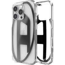 Diesel iPhone 16 Pro Uyumlu Oval D Mirror Şeffaf Kılıf - Şeffaf/siyah