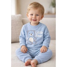 Tenra Unisex Bebek Mavi Little Bear Baskılı %100 Pamuk 2’li Üst Alt Takım