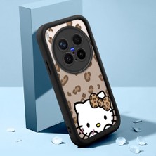 HONTINGA Vivo X300 Pro ile Uyumlu Kılıfı Düşüme Önleyici Basitlik Anti Düşme Kamera Korumali Şirin Kedi Hello Kitty Siyah Desen Yumuşak Silikon Telefon Kılıfı Kadın ve Erkek Için Uygundur K2-0084