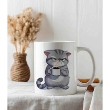 Weiler Riger Huysuz Kedi Kahve Keyfi Karakter Tasarım Premium 330ML WR-KD101 - Hediye Porselen Kupa Bardak