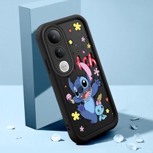 HONTINGA Vivo V50 Lite ile Uyumlu Kılıfı Düşüme Önleyici Basitlik Anti Düşme Kamera Korumali Şirin Kedi Çizgi Film Siyah Desen Yumuşak Silikon Telefon Kılıfı Kadın ve Erkek Için Uygundur K2-0097