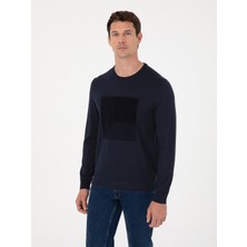 Cacharel Erkek Lacivert Slim Fit Yün Karışımlı Bisiklet Yaka Triko Kazak 50311853-VR033