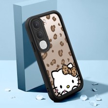 HONTINGA Vıvo Y21D ile Uyumlu Kılıfı Düşüme Önleyici Basitlik Anti Düşme Kamera Korumali Şirin Kedi Hello Kitty Siyah Desen Yumuşak Silikon Telefon Kılıfı Kadın ve Erkek Için Uygundur K2-0084