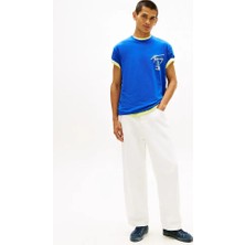 Tommy Hilfiger Tjm Reg Cıty Sıgn Ss Tee Ext Erkek Mavi T-Shirt - DM0DM22553