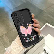 HONTINGA Samsung Galaxy A33 5g ile Uyumlu Kılıfı Düşüme Önleyici Basitlik Anti Düşme Kamera Korumali Kelebek Siyah Desen Yumuşak Silikon Telefon Kılıfı Kadın ve Erkek Için Uygundur K2-0013
