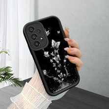 HONTINGA Samsung Galaxy A33 5g ile Uyumlu Kılıfı Düşüme Önleyici Basitlik Anti Düşme Kamera Korumali Kelebek Siyah Desen Yumuşak Silikon Telefon Kılıfı Kadın ve Erkek Için Uygundur K2-0013