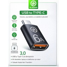 GUNKES USB 3.0 Type-C Dönüştürücü Adaptör 6A Hızlı Şarj ve Veri Transferi Destekli Tak-Çalıştır LED Göstergeli