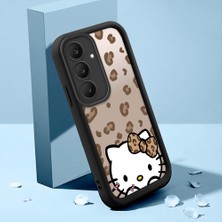 HONTINGA Samsung Galaxy S25 Fe ile Uyumlu Kılıfı Düşüme Önleyici Basitlik Anti Düşme Kamera Korumali Şirin Kedi Hello Kitty Siyah Desen Yumuşak Silikon Telefon Kılıfı Kadın ve Erkek Için Uygundur K2-0084